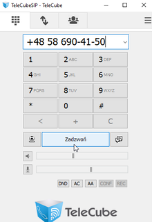 Dodatkowa aplikacja telefonii VOIP - softphone do wybierania numerów telefonicznych na ekranie.