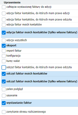 Uprawnienia do faktur